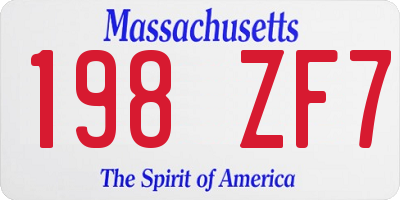 MA license plate 198ZF7