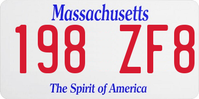 MA license plate 198ZF8