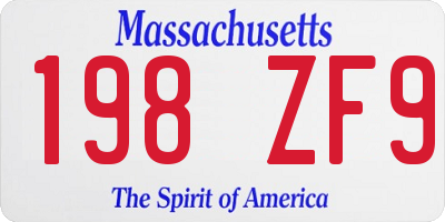 MA license plate 198ZF9