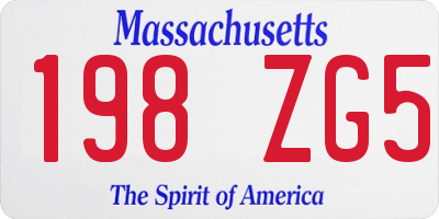 MA license plate 198ZG5