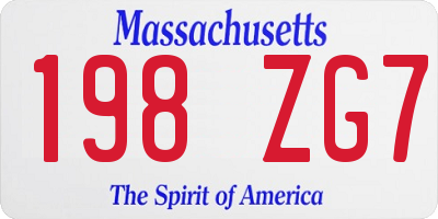 MA license plate 198ZG7