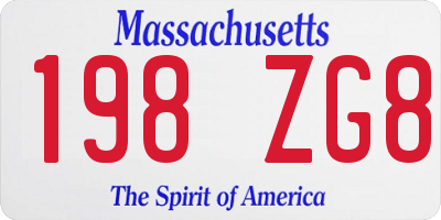 MA license plate 198ZG8