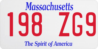 MA license plate 198ZG9