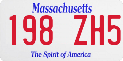 MA license plate 198ZH5