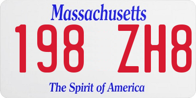 MA license plate 198ZH8