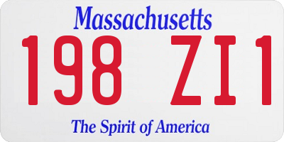 MA license plate 198ZI1