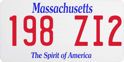 MA license plate 198ZI2