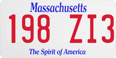 MA license plate 198ZI3