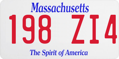 MA license plate 198ZI4