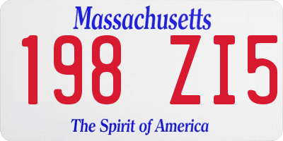 MA license plate 198ZI5
