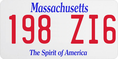MA license plate 198ZI6
