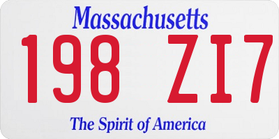 MA license plate 198ZI7