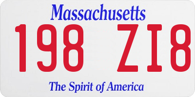 MA license plate 198ZI8