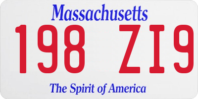 MA license plate 198ZI9