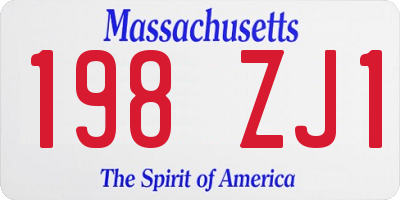 MA license plate 198ZJ1