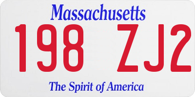 MA license plate 198ZJ2