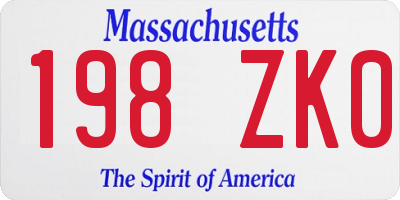 MA license plate 198ZK0