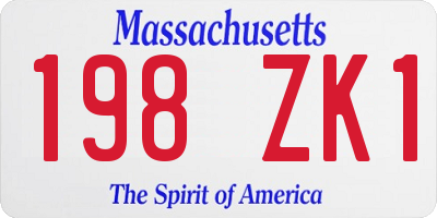 MA license plate 198ZK1