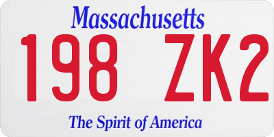 MA license plate 198ZK2
