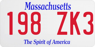 MA license plate 198ZK3