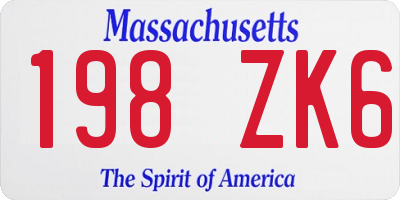 MA license plate 198ZK6