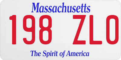 MA license plate 198ZL0