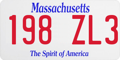 MA license plate 198ZL3