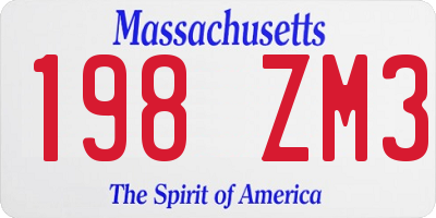 MA license plate 198ZM3