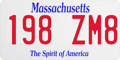 MA license plate 198ZM8