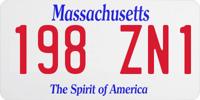 MA license plate 198ZN1