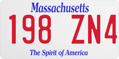 MA license plate 198ZN4