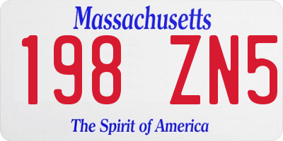 MA license plate 198ZN5