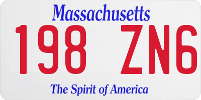 MA license plate 198ZN6