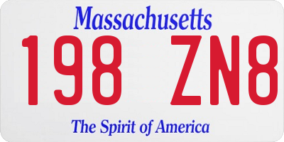 MA license plate 198ZN8