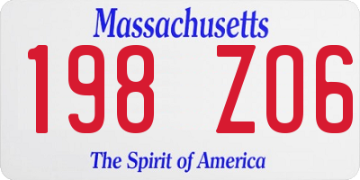 MA license plate 198ZO6