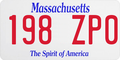 MA license plate 198ZP0