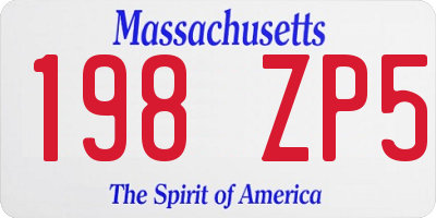 MA license plate 198ZP5