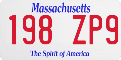 MA license plate 198ZP9