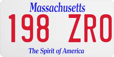 MA license plate 198ZR0