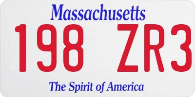 MA license plate 198ZR3