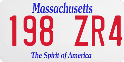 MA license plate 198ZR4