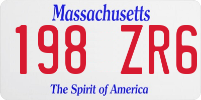 MA license plate 198ZR6