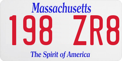 MA license plate 198ZR8