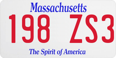 MA license plate 198ZS3
