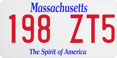 MA license plate 198ZT5