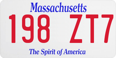 MA license plate 198ZT7