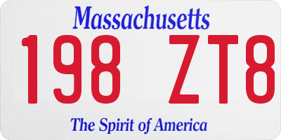 MA license plate 198ZT8