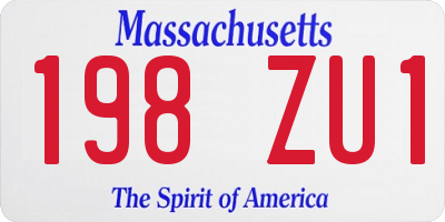 MA license plate 198ZU1