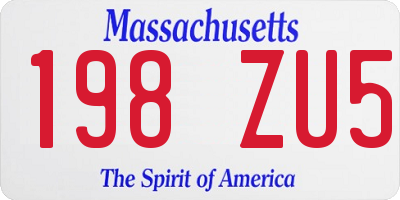 MA license plate 198ZU5