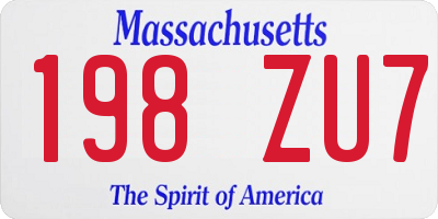 MA license plate 198ZU7